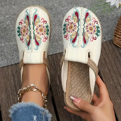 Katy™ | Handgjorda blommiga slip-in tofflor för vardagskomfort