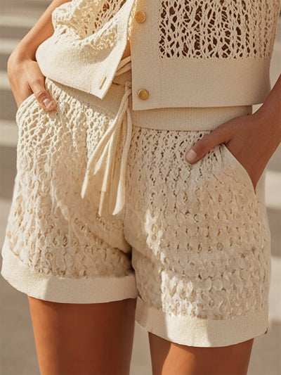 Annt™ Lyxig Stickad Semesteroutfit – Bekväm & Trendig, Perfekt i Sommar!