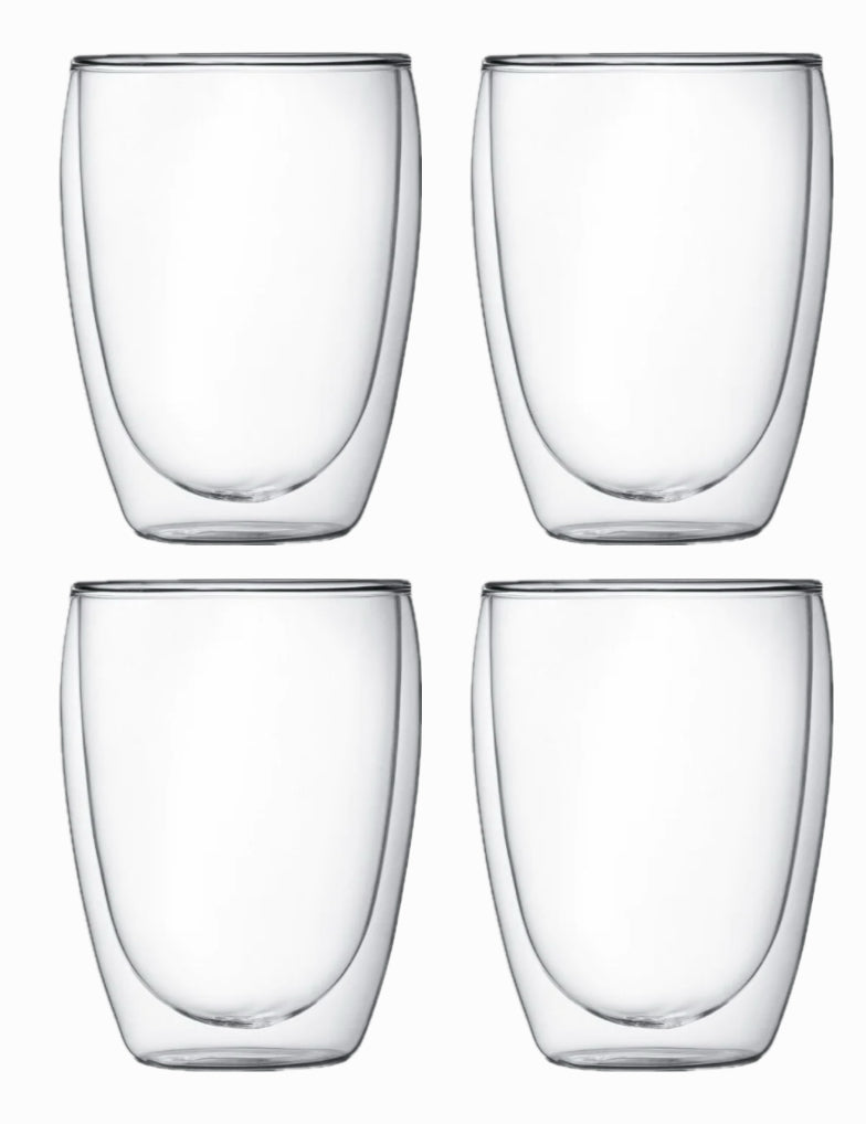 Endivo Handblåsta Dubbelväggiga Glas - 350ML Set om 4
