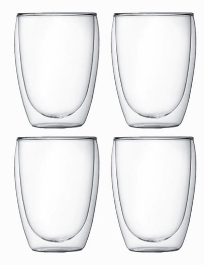 Endivo Handblåsta Dubbelväggiga Glas - 350ML Set om 4