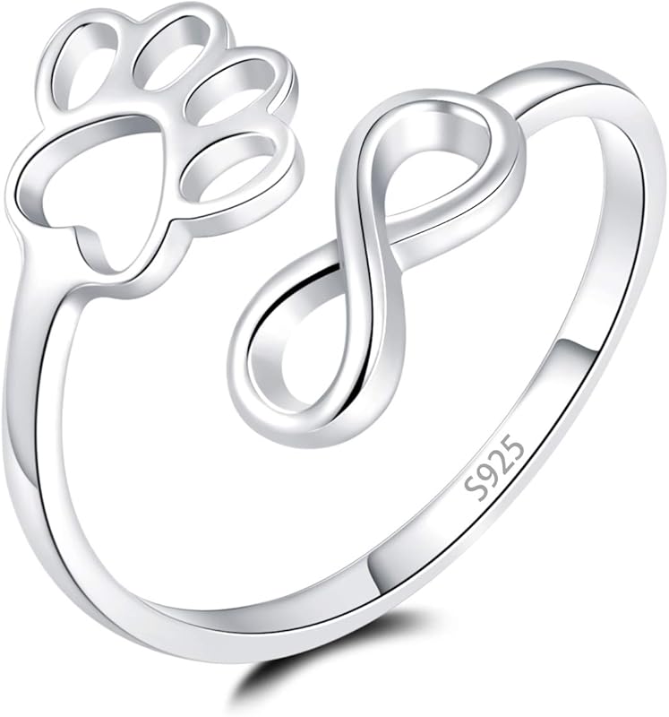 Justerbar Ring i Silver 925 med Tass- och Hjärtmotiv – Nivi