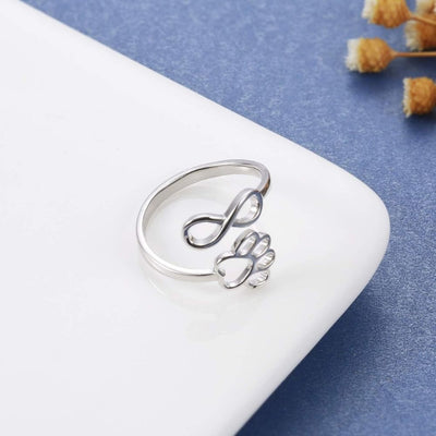 Justerbar Ring i Silver 925 med Tass- och Hjärtmotiv – Nivi