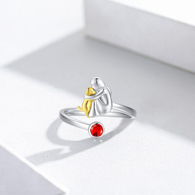Justerbar Ring i 925 Silver med Design av Hund och Flicka – Erin