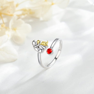 Justerbar Ring i 925 Silver med Design av Hund och Flicka – Erin
