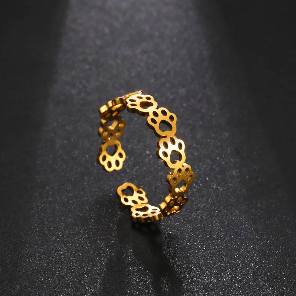 Justerbar Ring i Silver och Guld med Tassavtryck – OVA