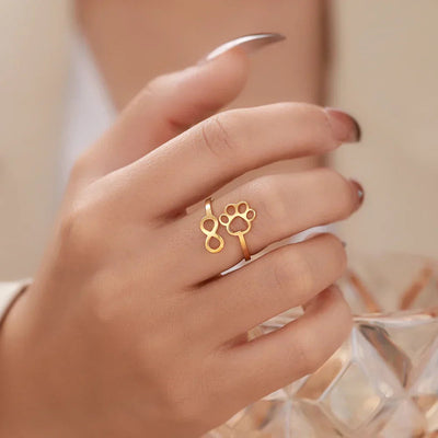 Justerbar Infinity Ring i Silver och Guld med Tassavtryck – AYLA