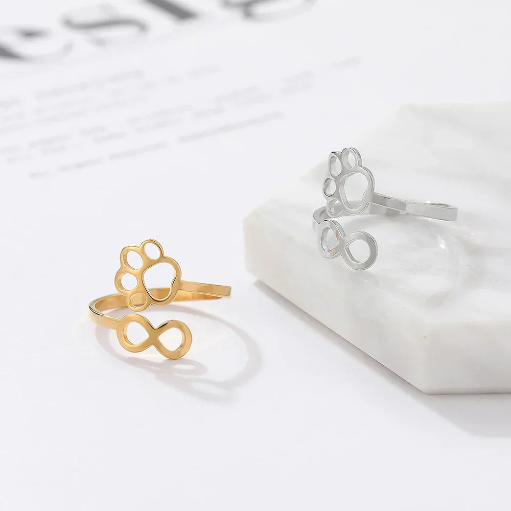 Justerbar Infinity Ring i Silver och Guld med Tassavtryck – AYLA