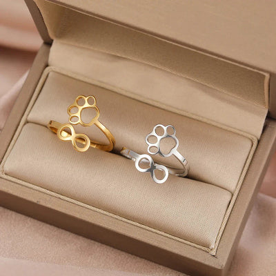 Justerbar Infinity Ring i Silver och Guld med Tassavtryck – AYLA