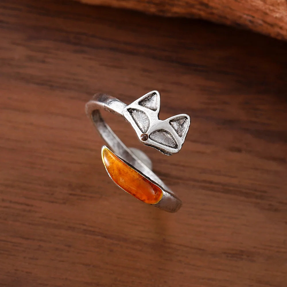 Vintage Ring i Silver 925 med Rävmotiv – Fenya