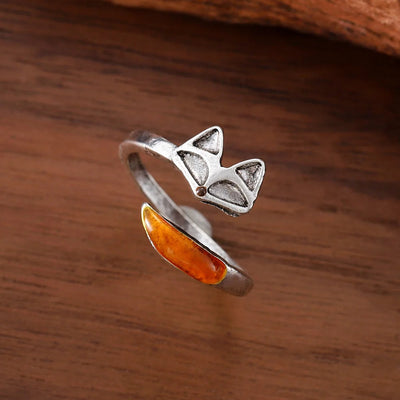 Vintage Ring i Silver 925 med Rävmotiv – Fenya