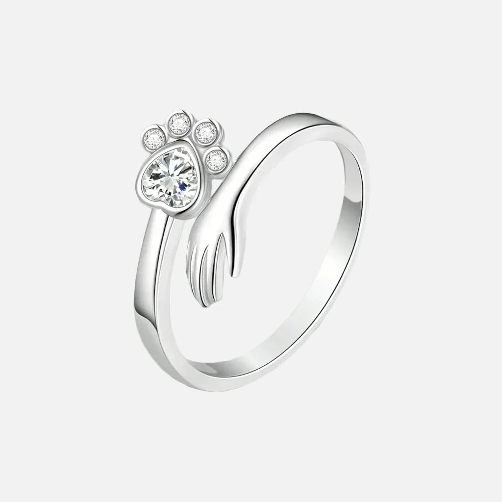 Justerbar Ring i 925 Sterling Silver med Hand- och Tassmotiv – Mara