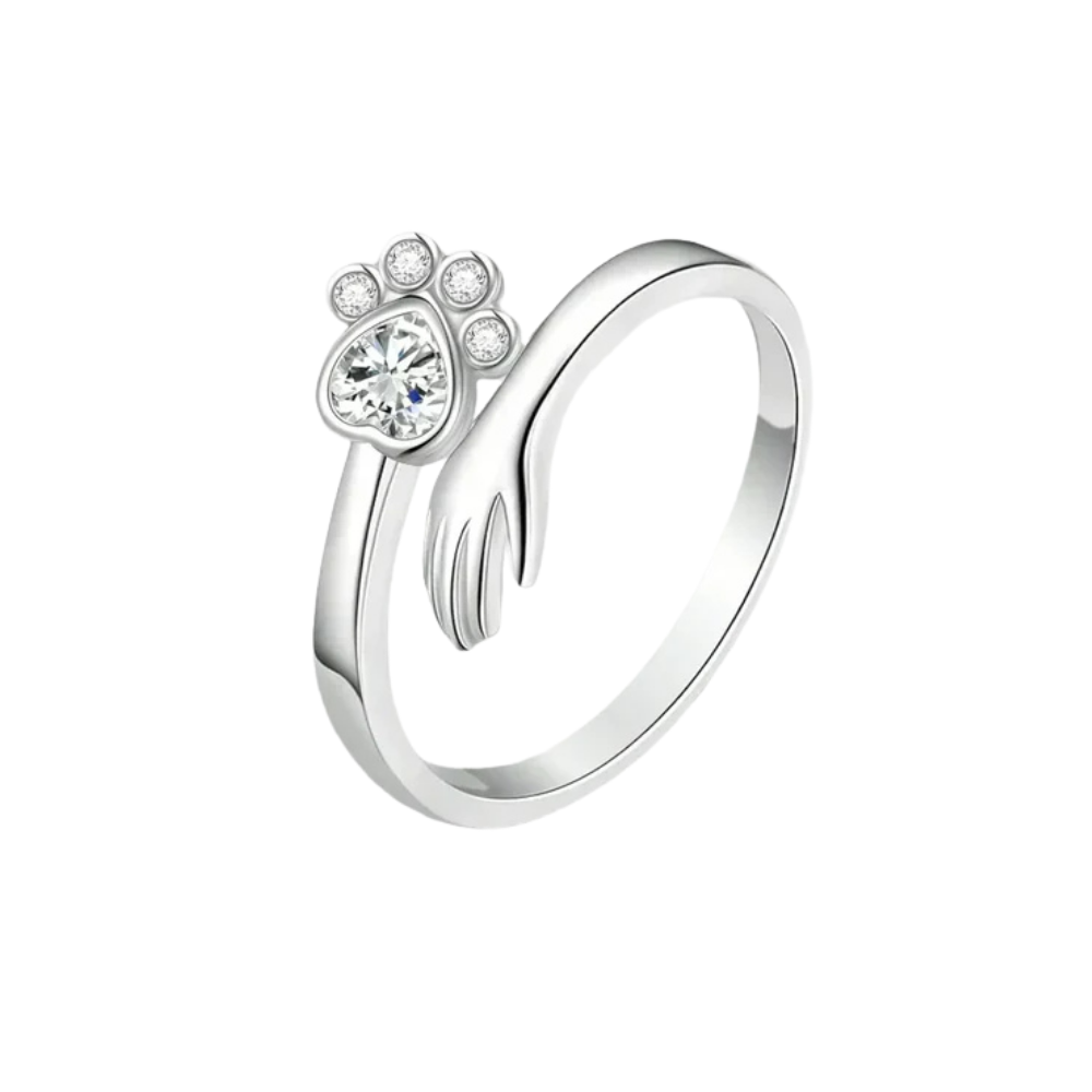 Justerbar Ring i 925 Sterling Silver med Hand- och Tassmotiv – Mara