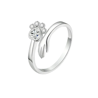 Justerbar Ring i 925 Sterling Silver med Hand- och Tassmotiv – Mara
