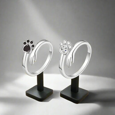 Justerbar Ring i 925 Sterling Silver med Hand- och Tassmotiv – Mara