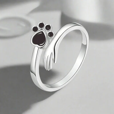 Justerbar Ring i 925 Sterling Silver med Hand- och Tassmotiv – Mara