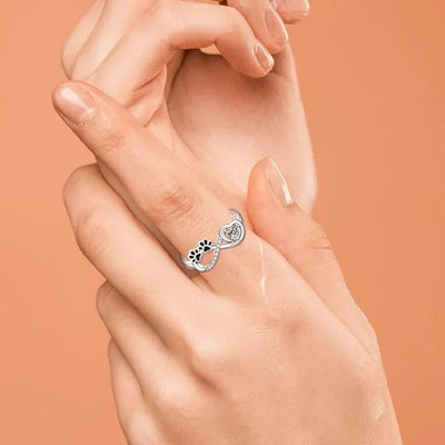 S925 Silverring med Zirconhjärta och Symboler för Tassar och Oändlighet - Arina