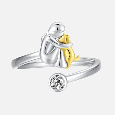 Ring i 925 Silver med Emotionell Design av Kvinna och Hund – Nayeli