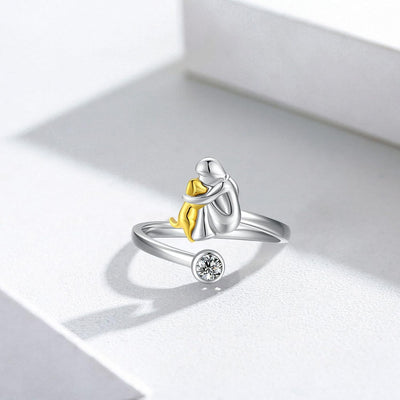 Ring i 925 Silver med Emotionell Design av Kvinna och Hund – Nayeli