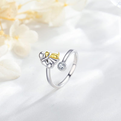 Ring i 925 Silver med Emotionell Design av Kvinna och Hund – Nayeli