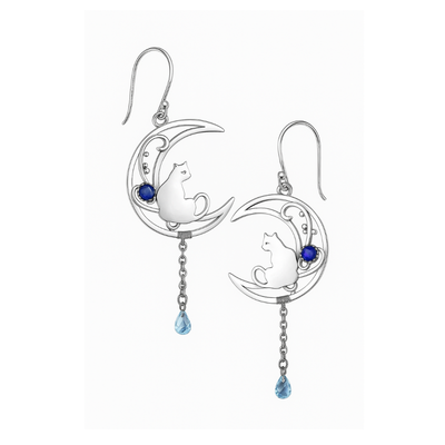 Boho örhängen i silver med blå zirkon - Mino