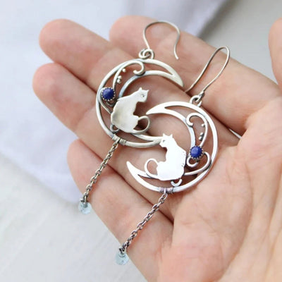 Boho örhängen i silver med blå zirkon - Mino