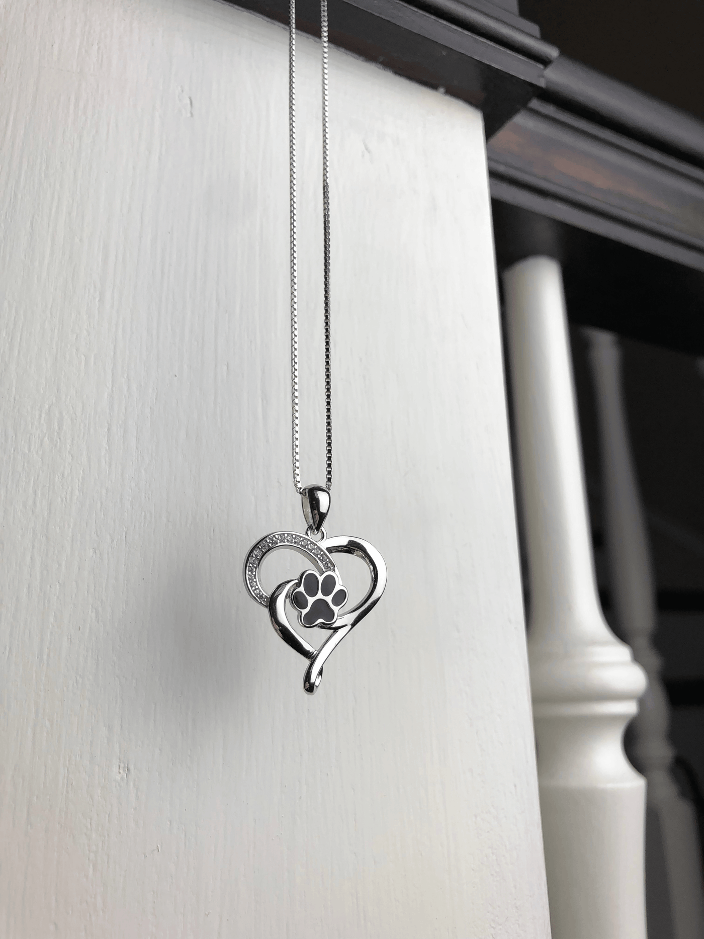 Oändlig halsband med hjärta och tass i silver - Elin