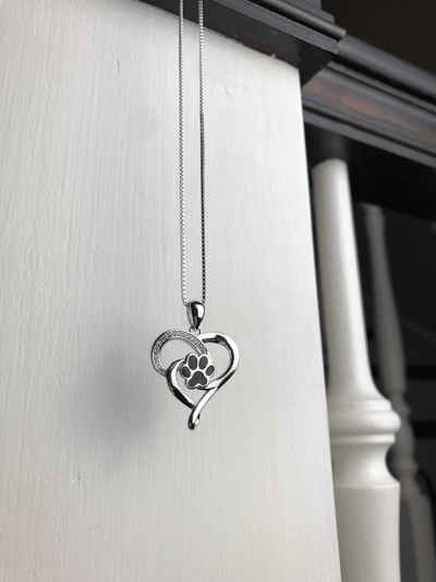 Oändlig halsband med hjärta och tass i silver - Elin