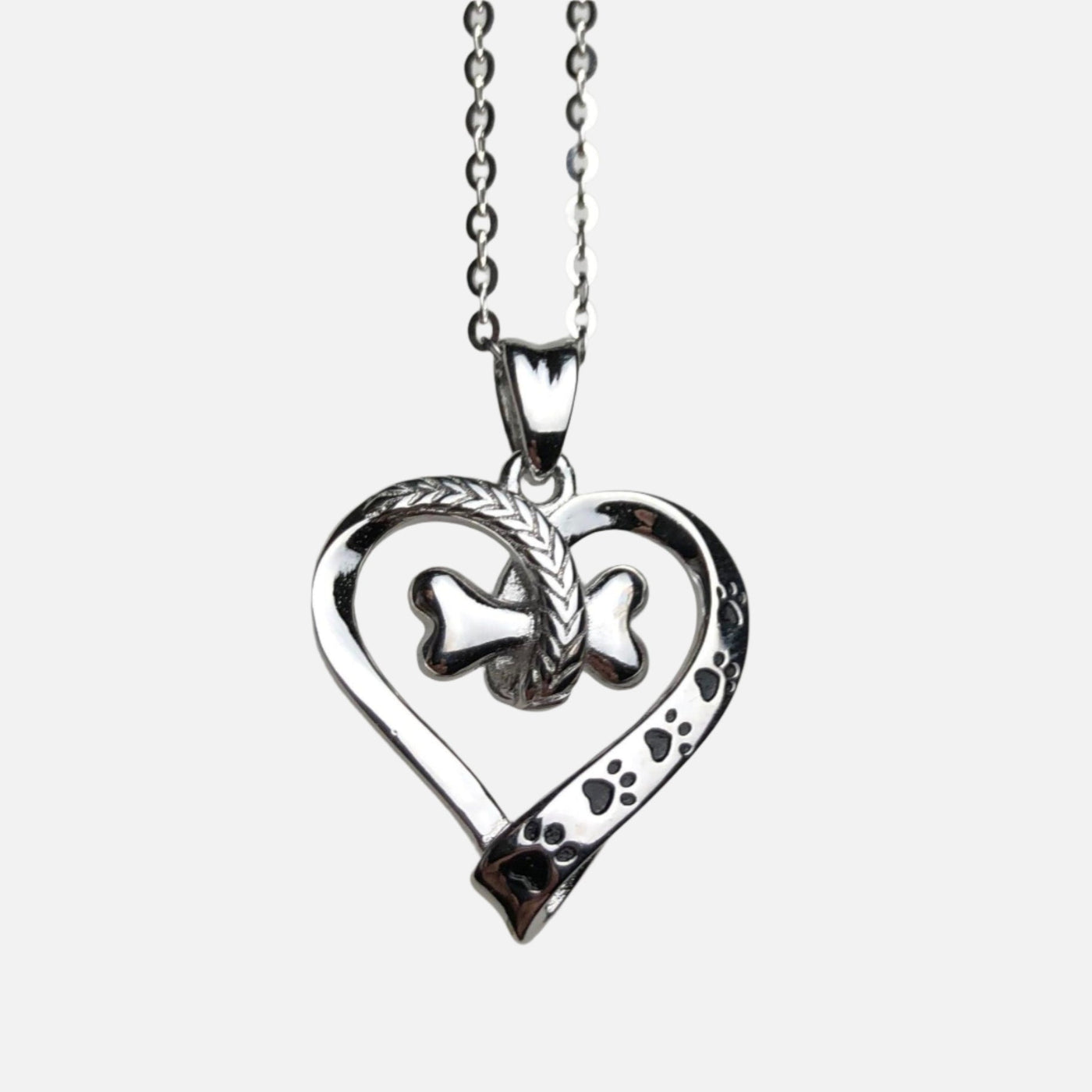 Silverhalsband med tass och hjärta - Nala