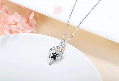 Oändlig silverhalsband med hundavtryck - Yumi
