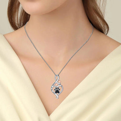 Oändlig silverhalsband med hundavtryck - Yumi