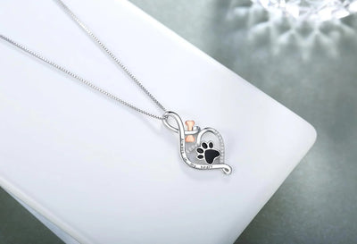 Oändlig silverhalsband med hundavtryck - Yumi