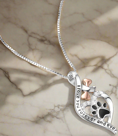 Oändlig silverhalsband med hundavtryck - Yumi