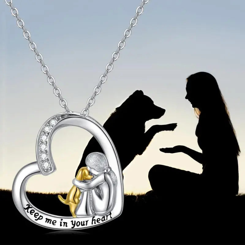 Silverhalsband 925 med hjärt- och hundmotiv - Milia