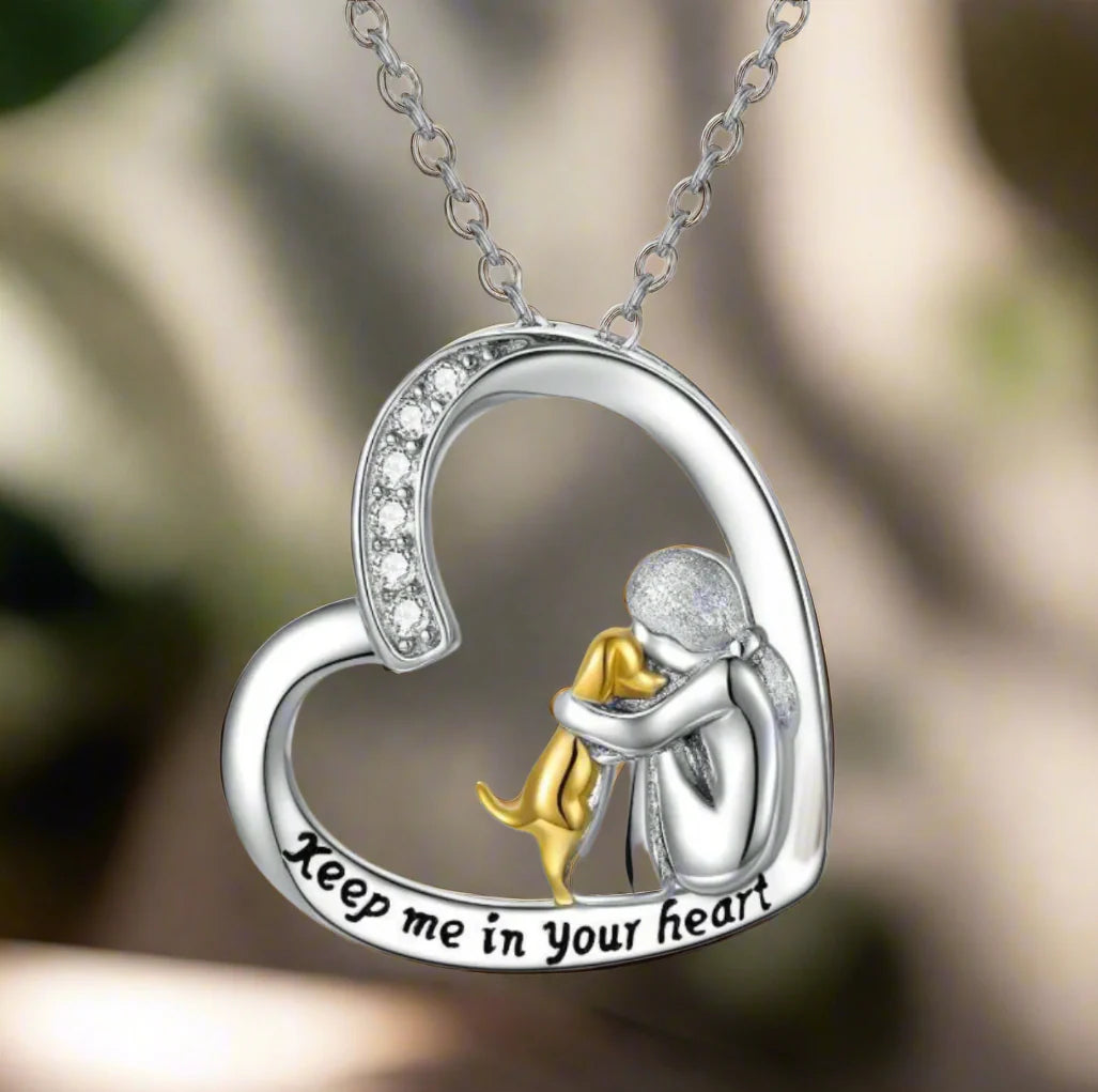 Silverhalsband 925 med hjärt- och hundmotiv - Milia