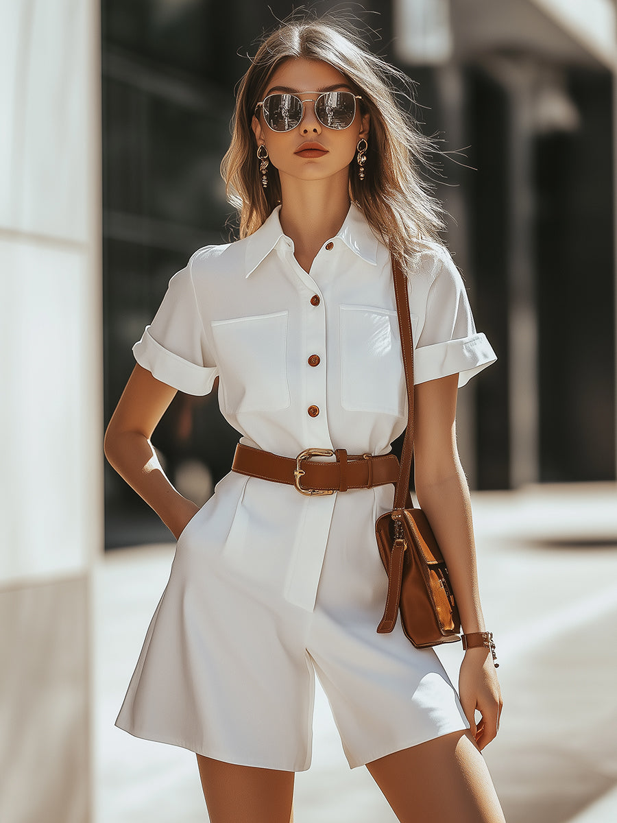 Annt™ Exklusiv Vit Jumpsuit – Elegant Krage & Tidlös Design