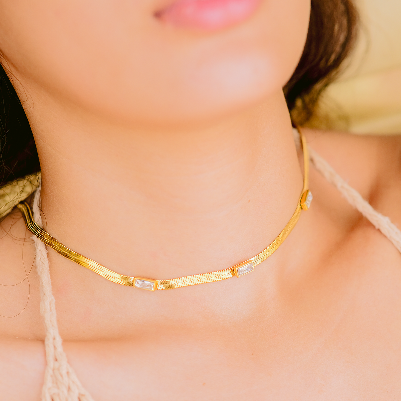 Eve Herringbone Guldhalsband