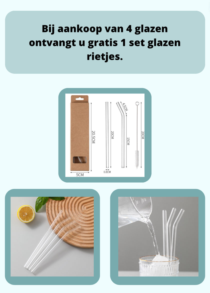 Endivo Handblåsta Dubbelväggiga Glas - 350ML Set om 4