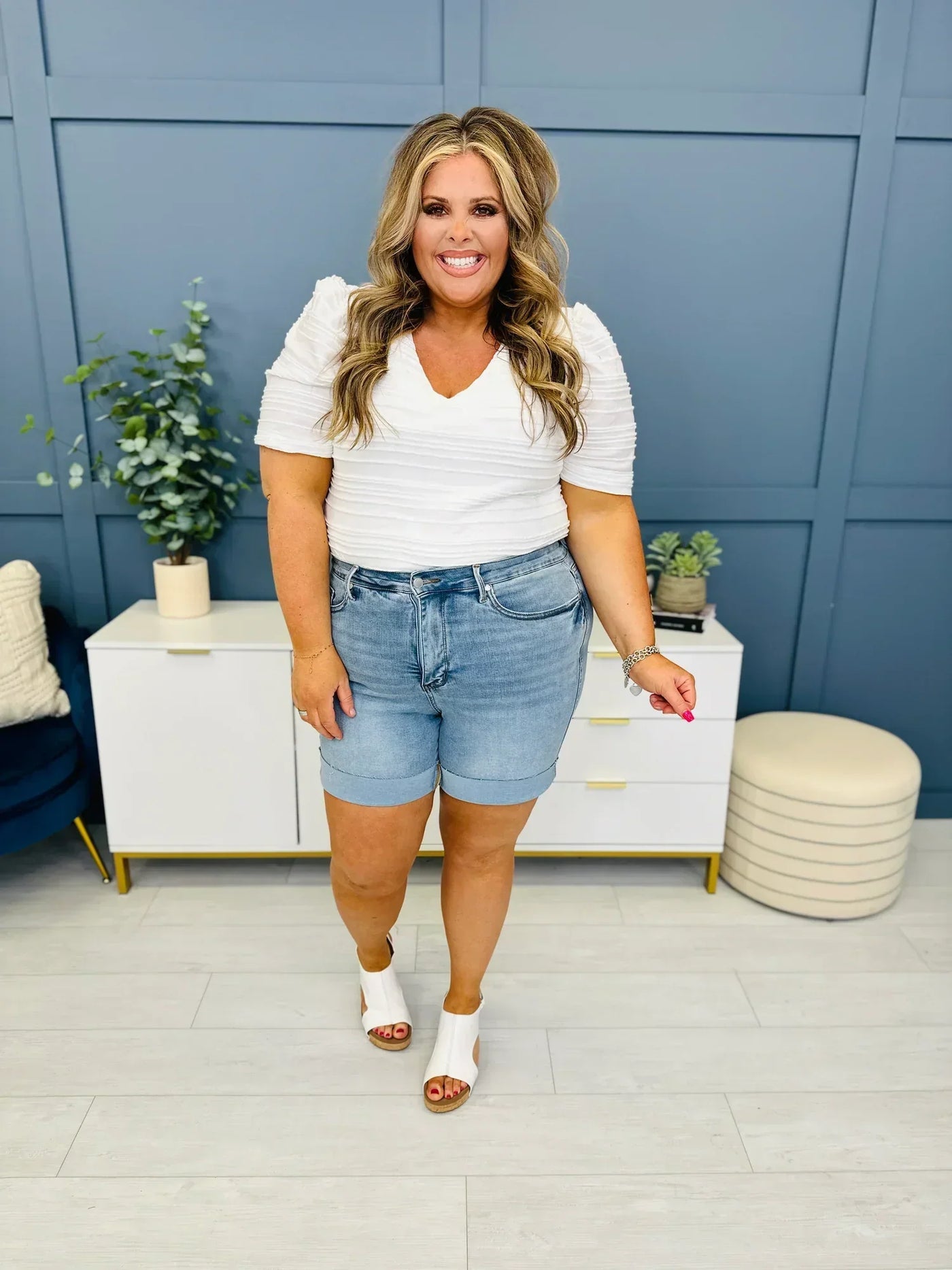 Avery™ - Avslappnade jeansshorts