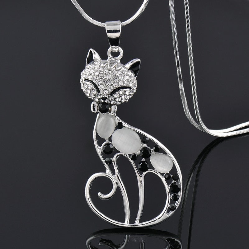 Naya - halsband Katt i 925 silver med zirkon