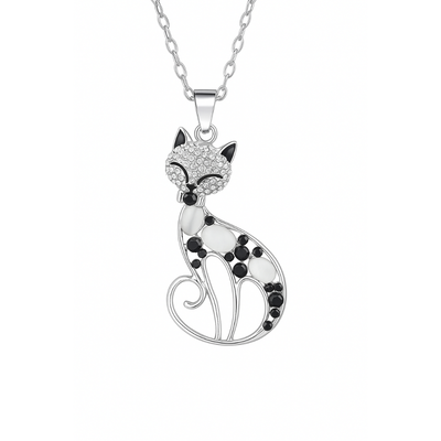 Naya - halsband Katt i 925 silver med zirkon