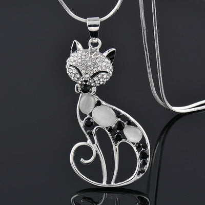 Naya - halsband Katt i 925 silver med zirkon