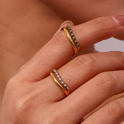 Adeline Guld Ring med Konstgjorda Diamanter