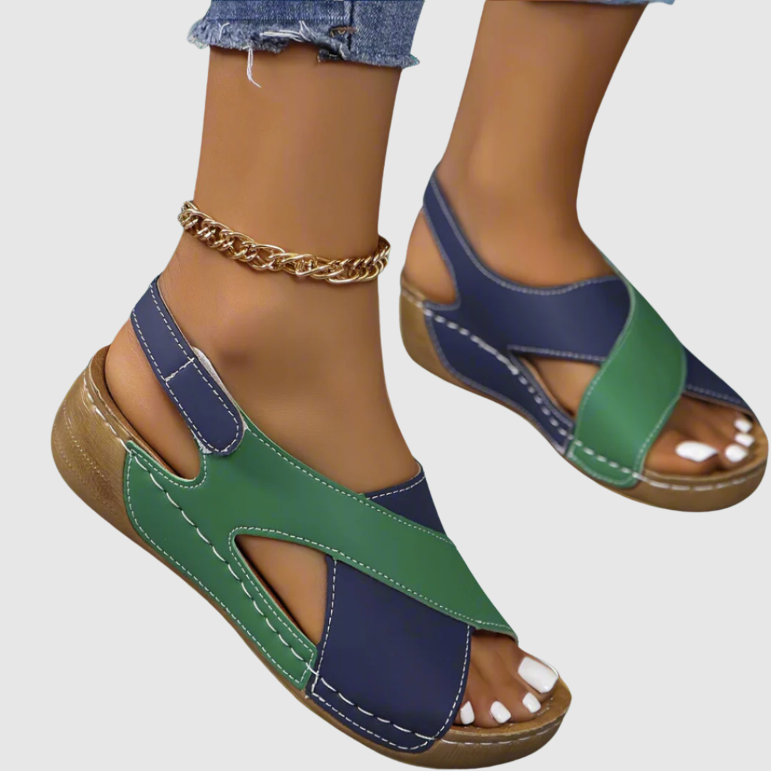Hildegard™ | Sandali bicolore i pelle