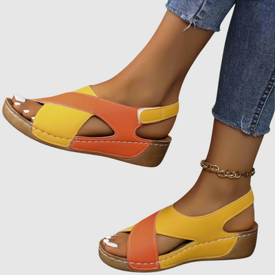 Hildegard™ | Sandali bicolore i pelle