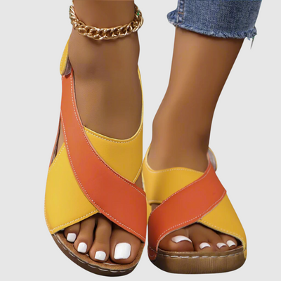 Hildegard™ | Sandali bicolore i pelle