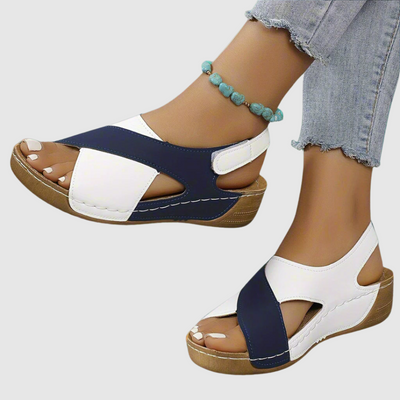 Hildegard™ | Sandali bicolore i pelle