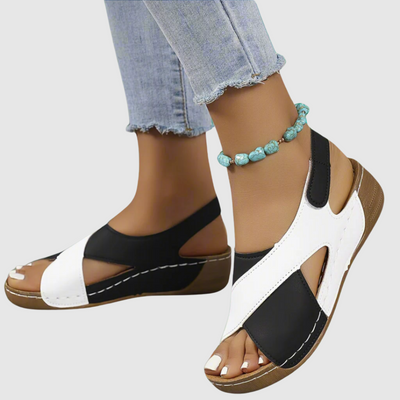 Hildegard™ | Sandali bicolore i pelle
