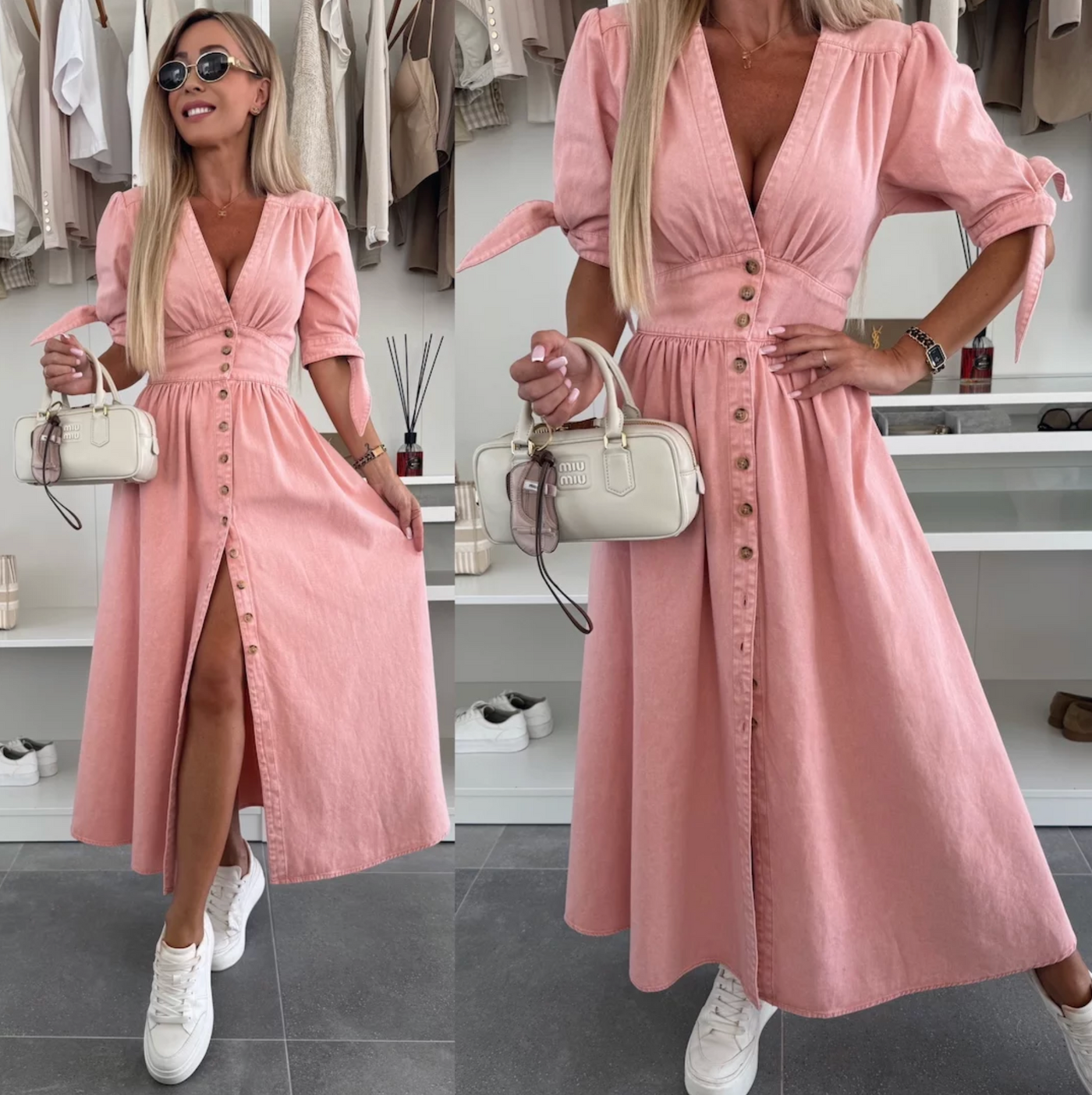 Ivanka Lyxig Denimklänning – Tidlös Elegans i Modern Tappning!