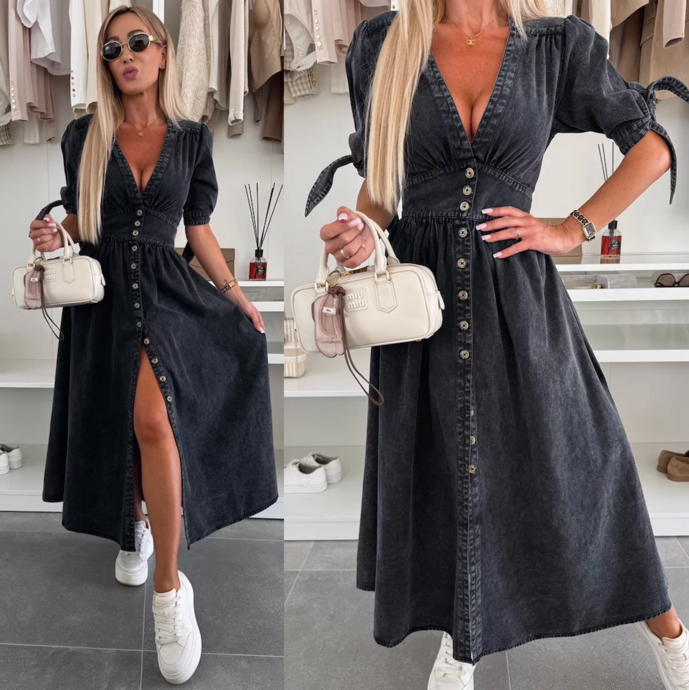 Ivanka Lyxig Denimklänning – Tidlös Elegans i Modern Tappning!