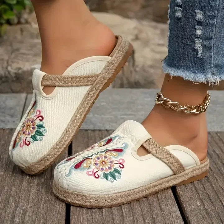 Katy™ | Handgjorda blommiga slip-in tofflor för vardagskomfort